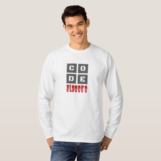CODE Blooded Coded Computer Programmer Funny T-shirt (Voorkant volledig)