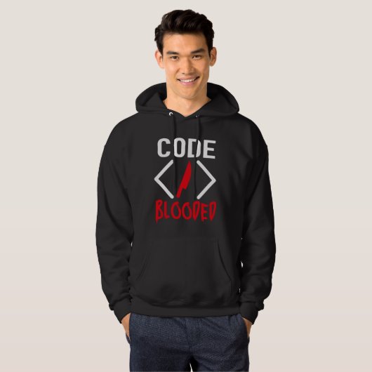 Code-Blooded Grappige Computer Programmeur Hoodie (Voorkant volledig)
