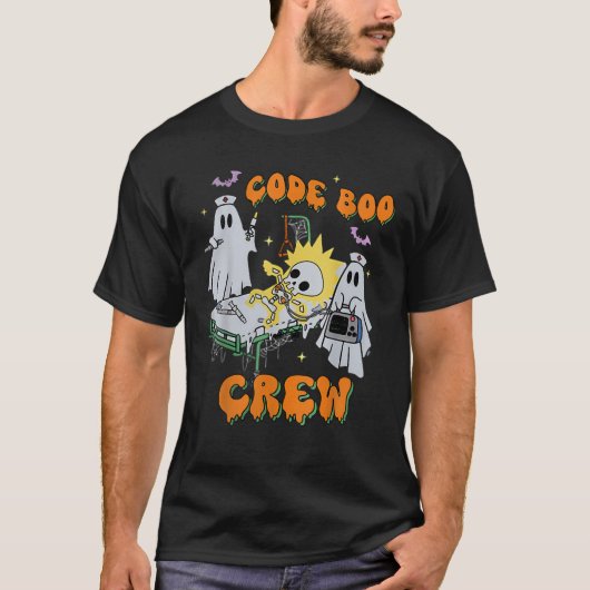 Code Boo Crew Funny Ghost Nurse Halloween Ghost ER T-shirt (Voorkant)