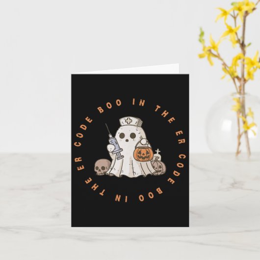 Code Boo In De Er Nurse Halloween Schattigee Ghost Kaart (Gele Bloem)