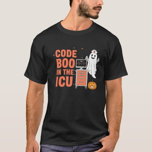 Code Boo op de IC Functie Verpleegster Halloween T-shirt (Voorkant)
