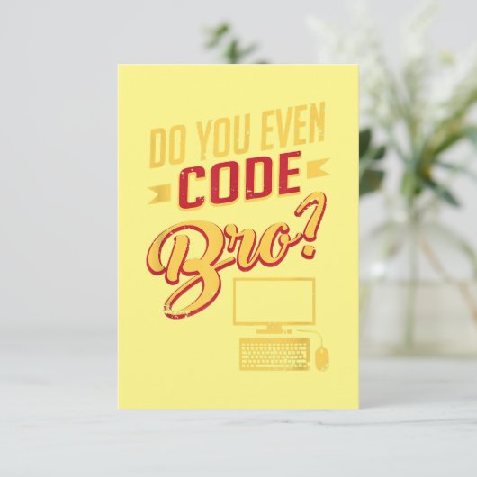 Code Bro Funny Software Engineer Bedankkaart (Staand voorkant)