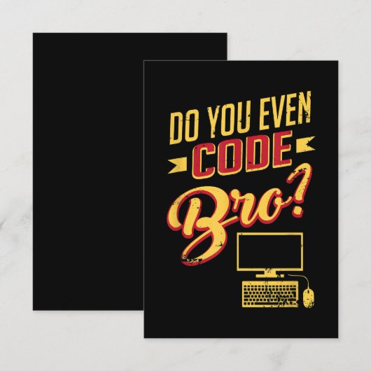 Code Bro Funny Software Engineer Informatiekaartje (Voorkant / Achterkant)
