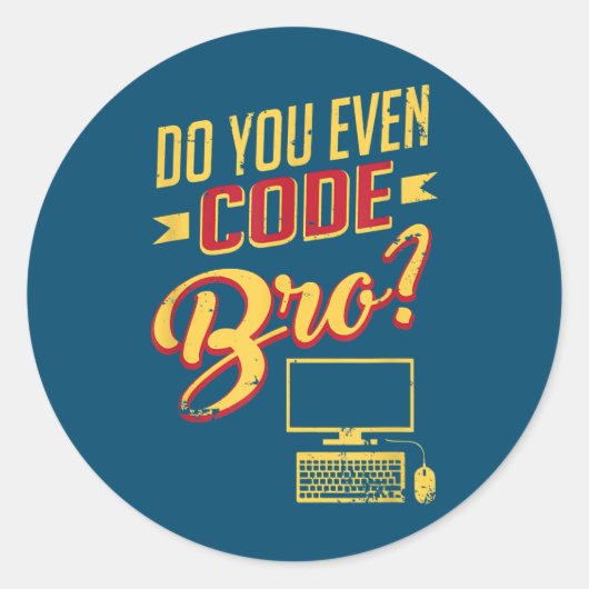 Code Bro Funny Software Engineer Ronde Sticker (Voorkant)