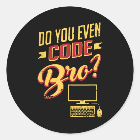 Code Bro Funny Software Engineer Ronde Sticker (Voorkant)