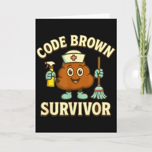 Code Brown Overlever Grappige Verpleegster Cna Med Kaart (Voorkant)