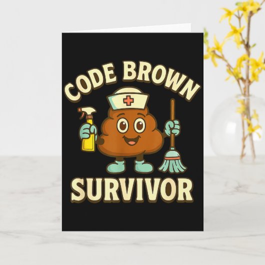 Code Brown Overlever Grappige Verpleegster Cna Med Kaart (Gele Bloem)