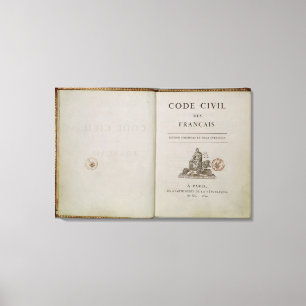Code civiel, open op de titelpagina, 1804 canvas afdruk