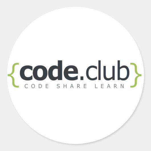 Code Club Shop Ronde Sticker (Voorkant)