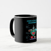 Code & Coffee Hartslag | Grappige Geek Programmeur Mok (Voorkant links)