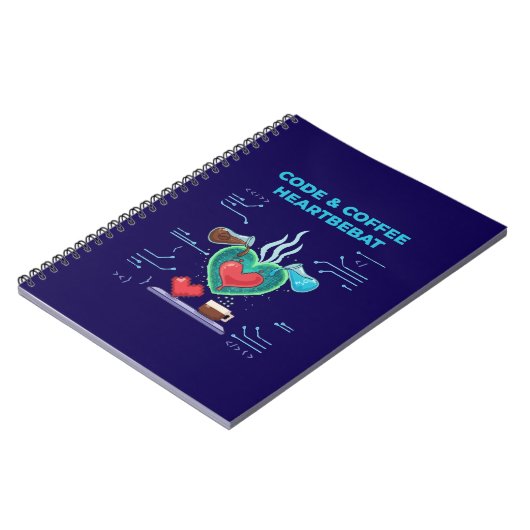 Code & Coffee Hartslag | Grappige Geek Programmeur Notitieboek (Linkerzijde)