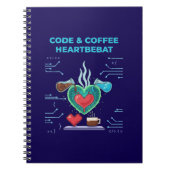 Code & Coffee Hartslag | Grappige Geek Programmeur Notitieboek (Voorkant)