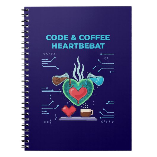 Code & Coffee Hartslag | Grappige Geek Programmeur Notitieboek (Voorkant)