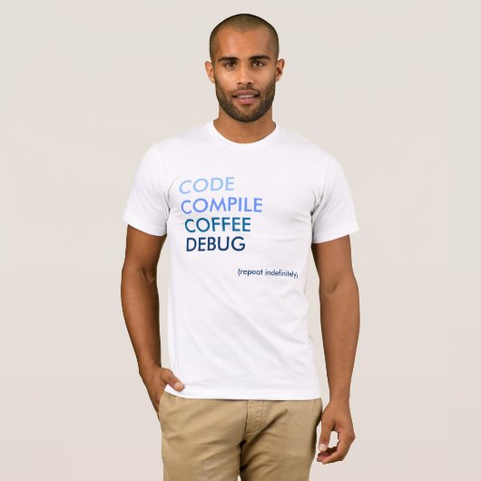 Code Compile Coffee Debug T-shirt (Voorkant volledig)