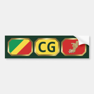 Code Congo-Brazzaville-vlagplattegrond Bumperstick Bumpersticker