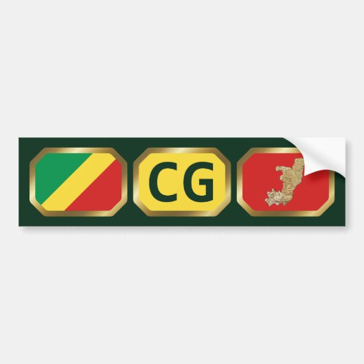 Code Congo-Brazzaville-vlagplattegrond Bumperstick Bumpersticker (Voorkant)
