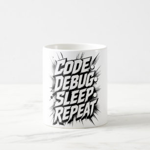 Code Debug Slaap Herhaal Programmeur Coderend Koffiemok