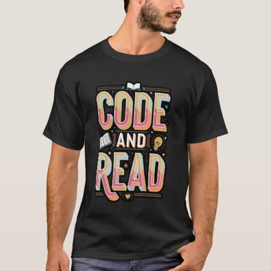 Code en Lees Kleurrijke Nerdy T-shirt (Voorkant)