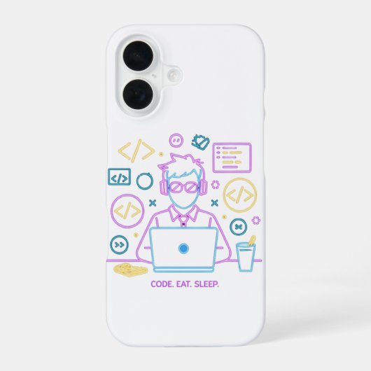 Code. Eten. Slapen. iPhone 16 Hoesje (Achterkant)