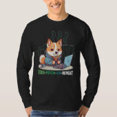 Code Fetch Sip Repeat Coffee Binary Shiba Inu Prog T-shirt (Voorkant)