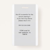 code foto-naamlabel van werkbalk badge (Achterkant)