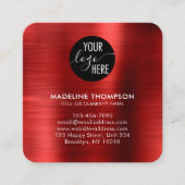 Code geborsteld Metallic Red Company QR Vierkante Visitekaartje (Voorkant)