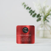 Code geborsteld Metallic Red Company QR Vierkante Visitekaartje (Staand voorkant)