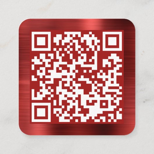 Code geborsteld Metallic Red Company QR Vierkante Visitekaartje (Achterkant)