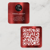 Code geborsteld Metallic Red Company QR Vierkante Visitekaartje (Voorkant / Achterkant)