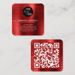 Code geborsteld Metallic Red Company QR Vierkante Visitekaartje