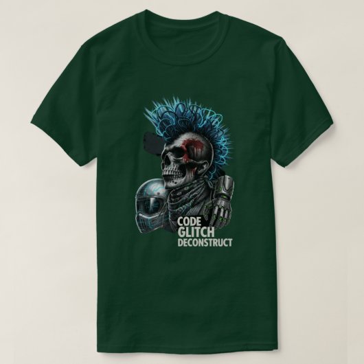 Code Glitch Deconstrueer Cyberpunk Punk Schedel Ku T-shirt (Design voorkant)