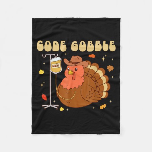 Code Gobble Funny Thanksgiving Nurse Rn Cna Medica Fleece Deken (Voorkant)