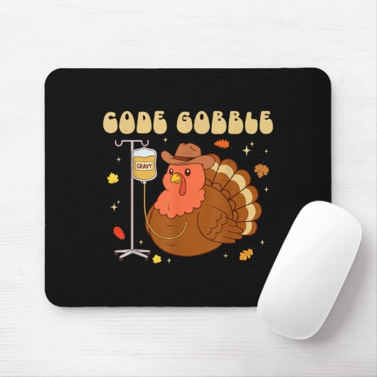 Code Gobble Funny Thanksgiving Nurse Rn Cna Medica Muismat (Met muis)