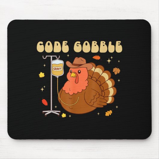 Code Gobble Funny Thanksgiving Nurse Rn Cna Medica Muismat (Voorkant)