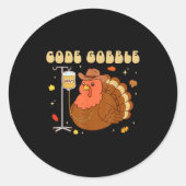 Code Gobble Funny Thanksgiving Nurse Rn Cna Medica Ronde Sticker (Voorkant)