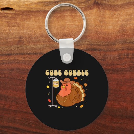 Code Gobble Funny Thanksgiving Nurse Rn Cna Medica Sleutelhanger (Voorkant)