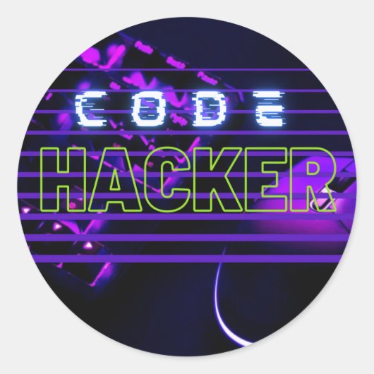 code-hacker ronde sticker (Voorkant)
