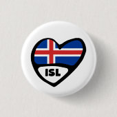 Code IJsland - Vlag - hoofdtoegangspasje, ISL Ronde Button 3,2 Cm (Voorkant)