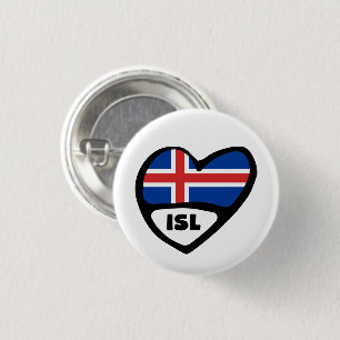 Code IJsland - Vlag - hoofdtoegangspasje, ISL Ronde Button 3,2 Cm
