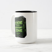 Code Is Mijn Comfortzone Cyberpunk Programmeur Tweekleurige Koffiemok (Voorkant links)
