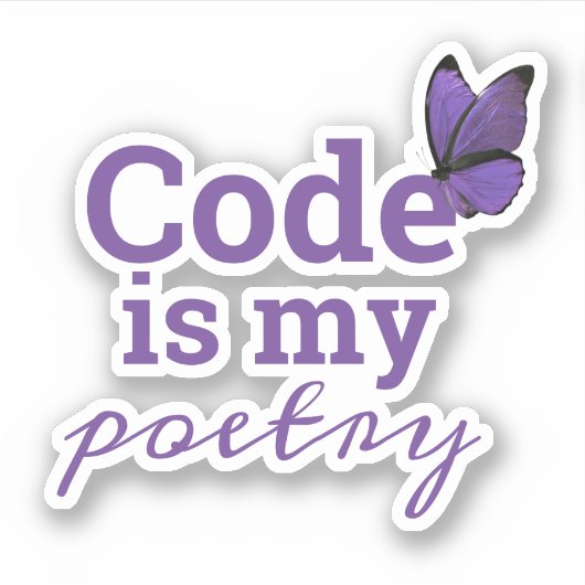 Code is mijn Poetry Programmer Paarse Sticker (Voorkant)