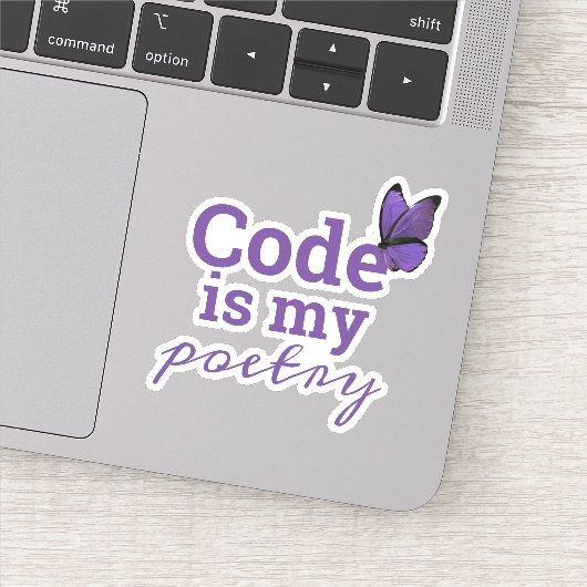 Code is mijn Poetry Programmer Paarse Sticker (Detail)