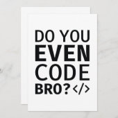 Code je zelfs Bro Bedankkaart (Voorkant / Achterkant)