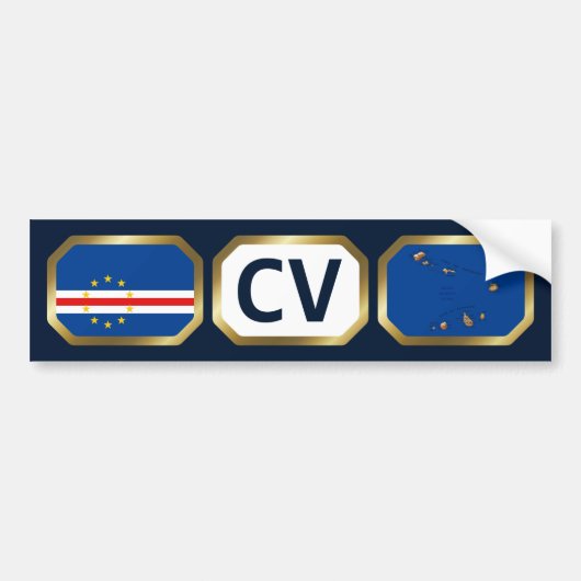 Code Kaapverdische vlag Bumpersticker (Voorkant)