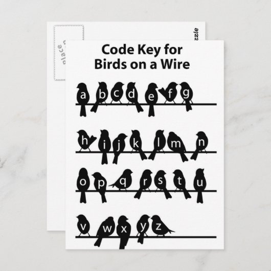 Code Key - vogels op een draad Briefkaart (Voorkant / Achterkant)