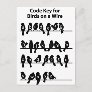 Code Key - vogels op een draad Briefkaart