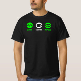 Code Koffie Herhaal het Leven van de Programmeur T-shirt