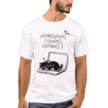 Code Koffie Herhaal Kat T-Shirt
