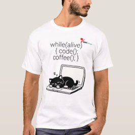Code Koffie Herhaal Kat T-Shirt