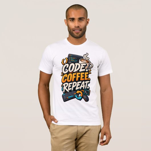 Code Koffie Herhaal T-shirt (Voorkant volledig)